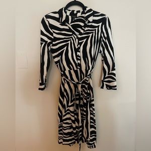 Talbots black and white zebra print dress.